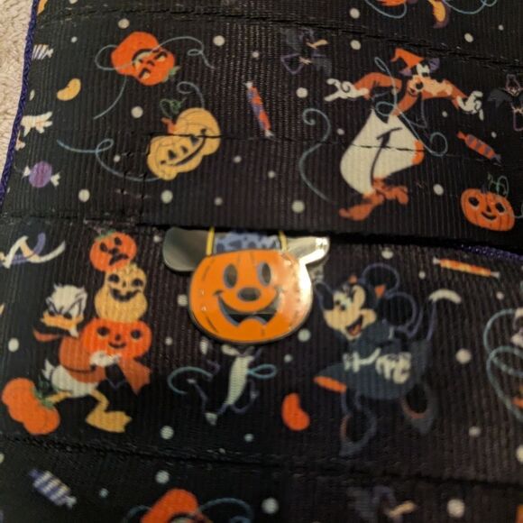 Harveys Halloween Print Crossbody Bag - Black & Orange with Purple Strap - Picture 3 of 9